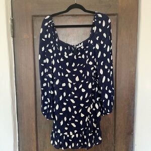 Reformation Navy and White Floral Dress
